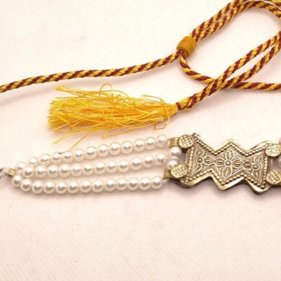 Afghan Motif Choker With Pearls, Tribal Choker Necklace, Pearls Necklace, - Picture 6 of 7